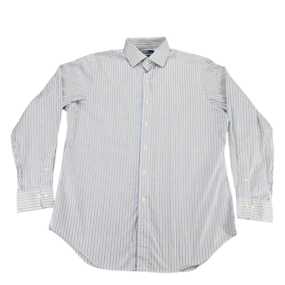 NEW Polo Ralph Lauren Regent Dress Shirt! 18 34/35 Classic Fit White With Stripe